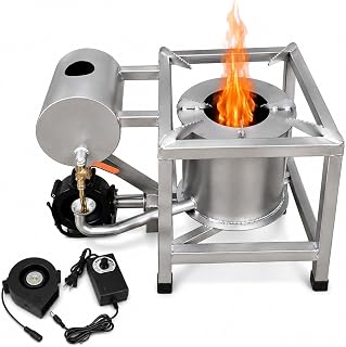 Waste Oil Burner Stove with Blower Fan & Speed Controller, Stainless Steel Heating Furnace for Used Motor, Gear & Transmission Fluids, Garage Workshop Heater(B)