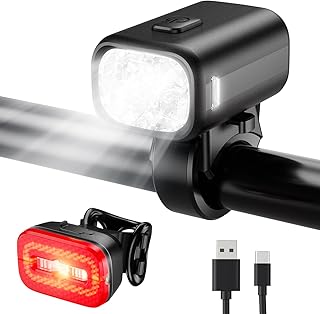 KCCYB Bicycle Light Set, StVZO Approved Front and Rear Light, IPX5 Waterproof Bicycle Lights with Intelligent Brake Light, Rechargeable Bicycle Lamp for Night Riding
