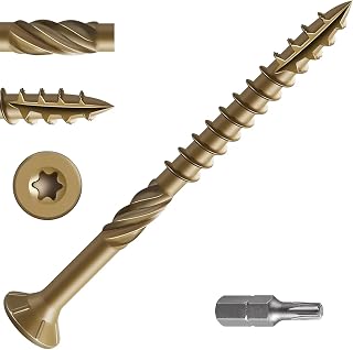 Wensilon #10 x 3 Deck Screws, 137PCS 2LB Bronze Exterior Wood Screws | Rust-Resistant Epoxy-Coated Star Drive Screws with T25 Bit for Decking, Fencing, Framing and Outdoor Wood Projects