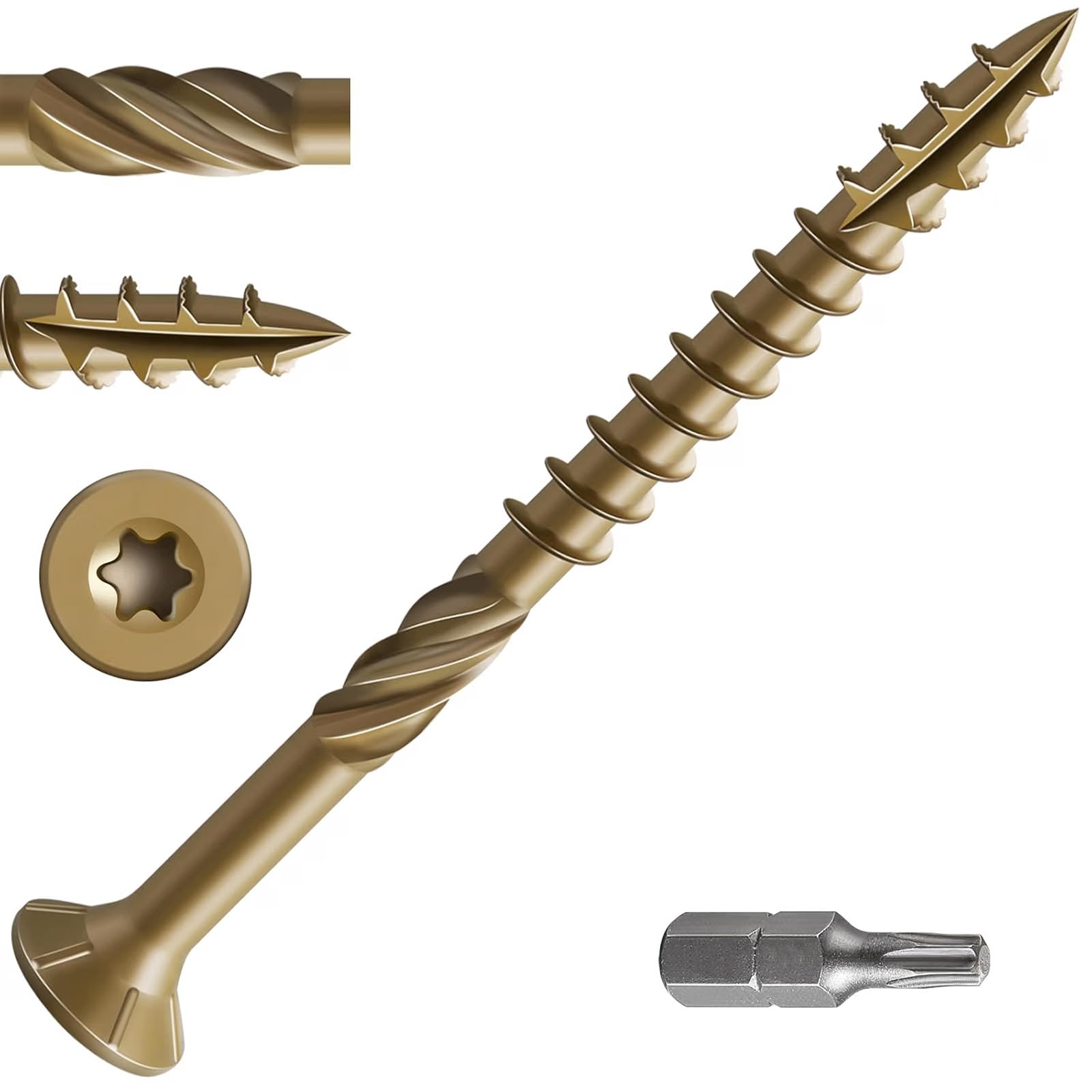 Wensilon #10 x 3 Deck Screws, 137PCS 2LB Bronze Exterior Wood Screws | Rust-Resi