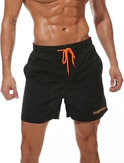 Ougelebo Swimming Trunks, Men's Quick-Drying Beach Shorts with Mesh Lining