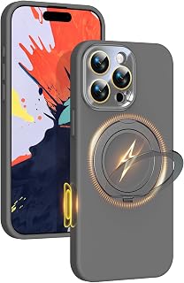 Silicone Case for iPhone 16 Pro Max with 360 Magnetic Stand Fit for MagSafe