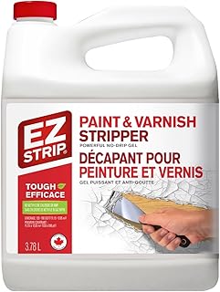EZ Strip Professional Strength Paint and Varnish Stripper - 3.78L - Strips Paint, Latex, Polyurethane, Shellac, Varish, Acrylic and More - No Methylene Chloride No NMP Powerful No Drip Gel Formula