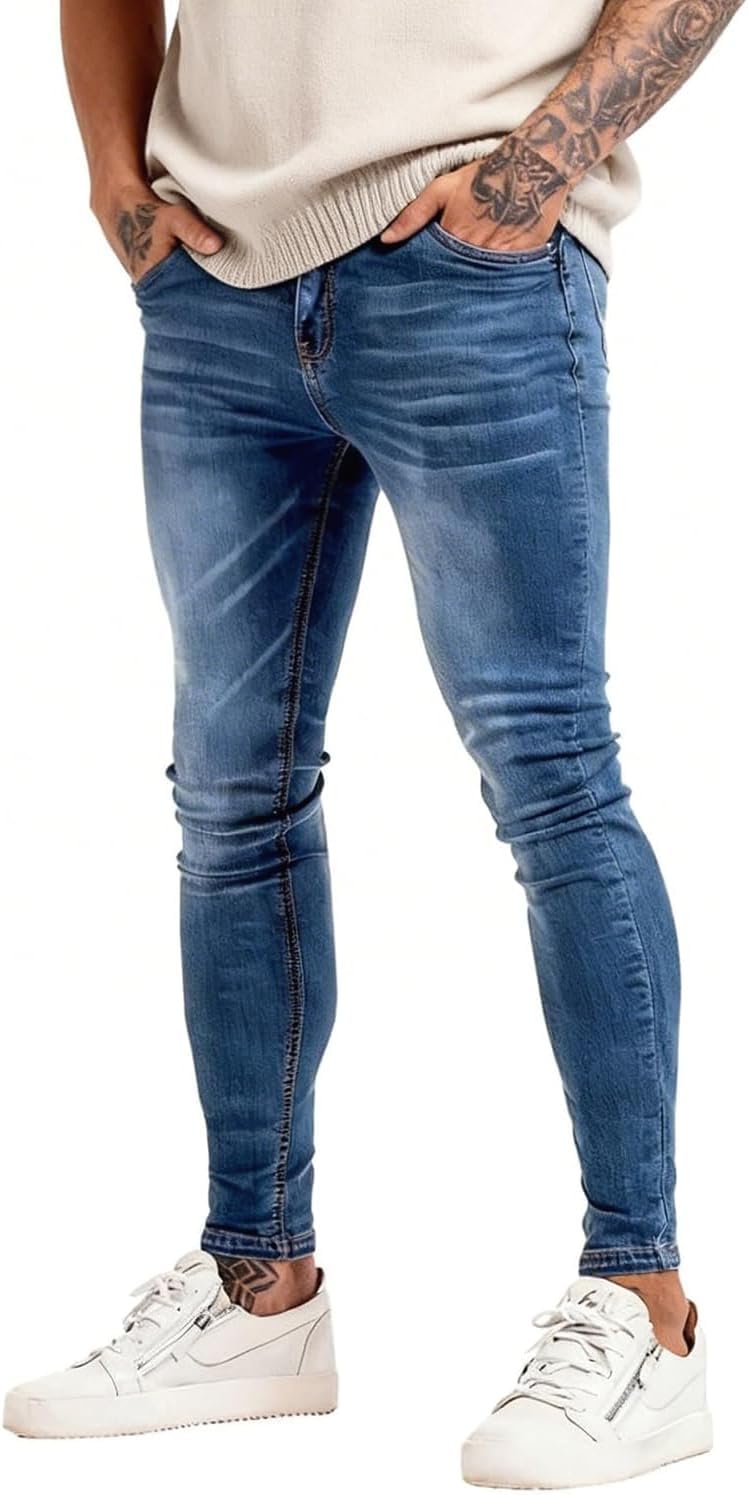 GINGTTO Men's Ripped Super Stretch Skinny Jeans, Casual Trousers
