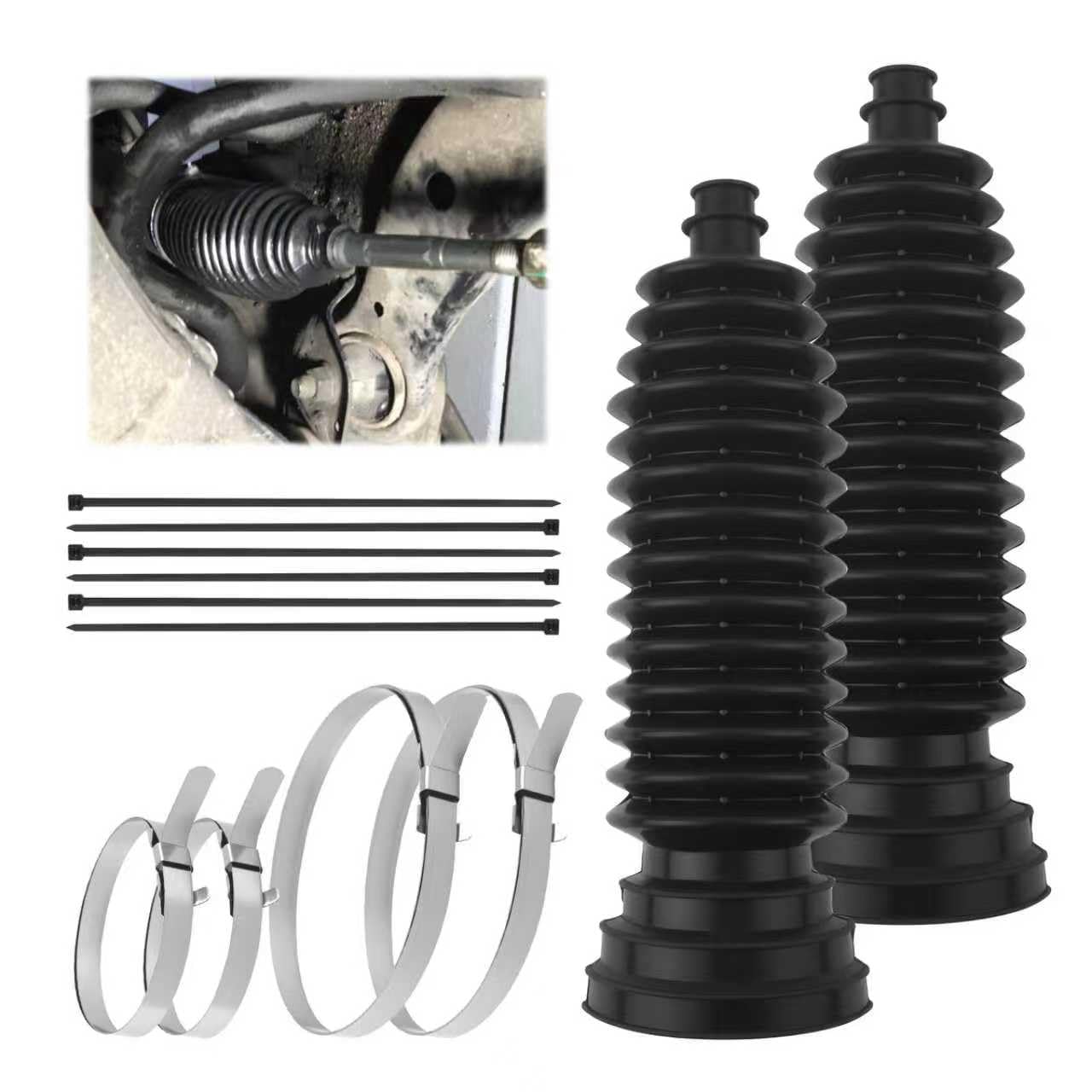 2PCS Thick Silicone Car Inner Tie Rod Boot Upgrade Large Caliber,Cuttable Car Ra