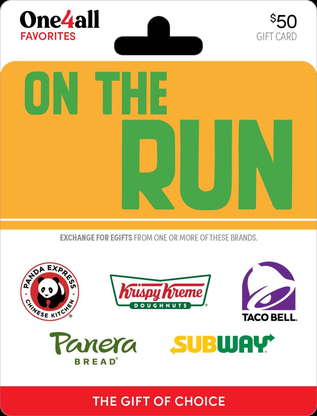 One4all On The Run Physical Gift Card - $50