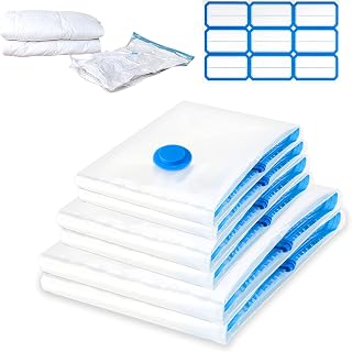 6 Vacuum Bags Clothes Duvets XL L, 2 x Jumbo (100 x 80 cm)+2 Large (90 x 50 cm)+2 Large (80 x 60 cm) Space-Saving Vacuum Bags for Linen, Duvets and Pillows