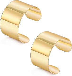 WAINIS 2 Pcs Chunky Cuff Bangles Bracelets for Women