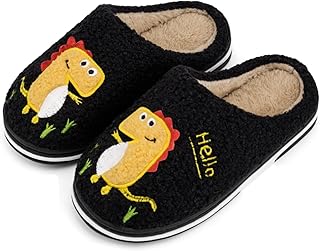 INMINPIN Winter House Slippers Children Warm Plush Cartoon Dinosaur Indoor Cotton Slippers for Boys and Girls