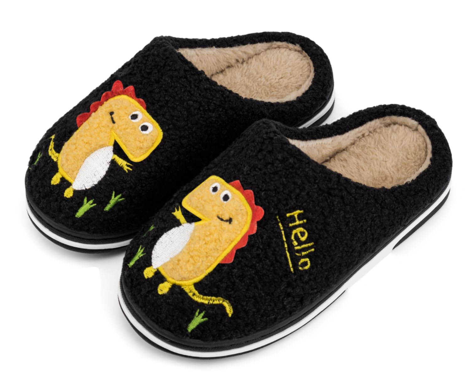 INMINPIN Winter House Slippers Children Warm Plush Cartoon Dinosaur Indoor Cotto