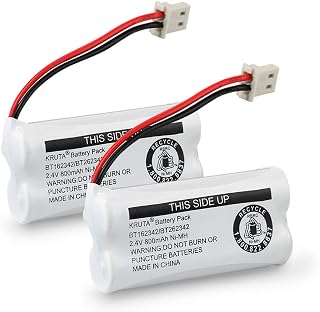 Kruta BT162342 BT262342 Cordless Phone Batteries Compatible with BT183342 BT283342 BT166342 BT266342 VTech CS6114 CS6419 CS6719 at&T EL52300 CL80111 Handset Telephone (Pack of 2)