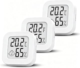 3PCS Digital Hygrometer,Room Thermometer Indoor Temperature Humidity Meter,Mini LCD Moisture Sensor Meter Gauge Monitor, Large LCD Display Celsius for Greenhouse, Baby, Office, Home
