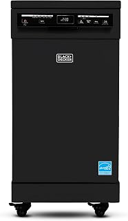 BLACK+DECKER 18-Inch Portable Dishwasher, Energy Star, BPD8B, Black | 8-Place Setting Capacity, Mobile Dish Washer with 6 Wash Programs, LED Display, Stainless Steel Tub