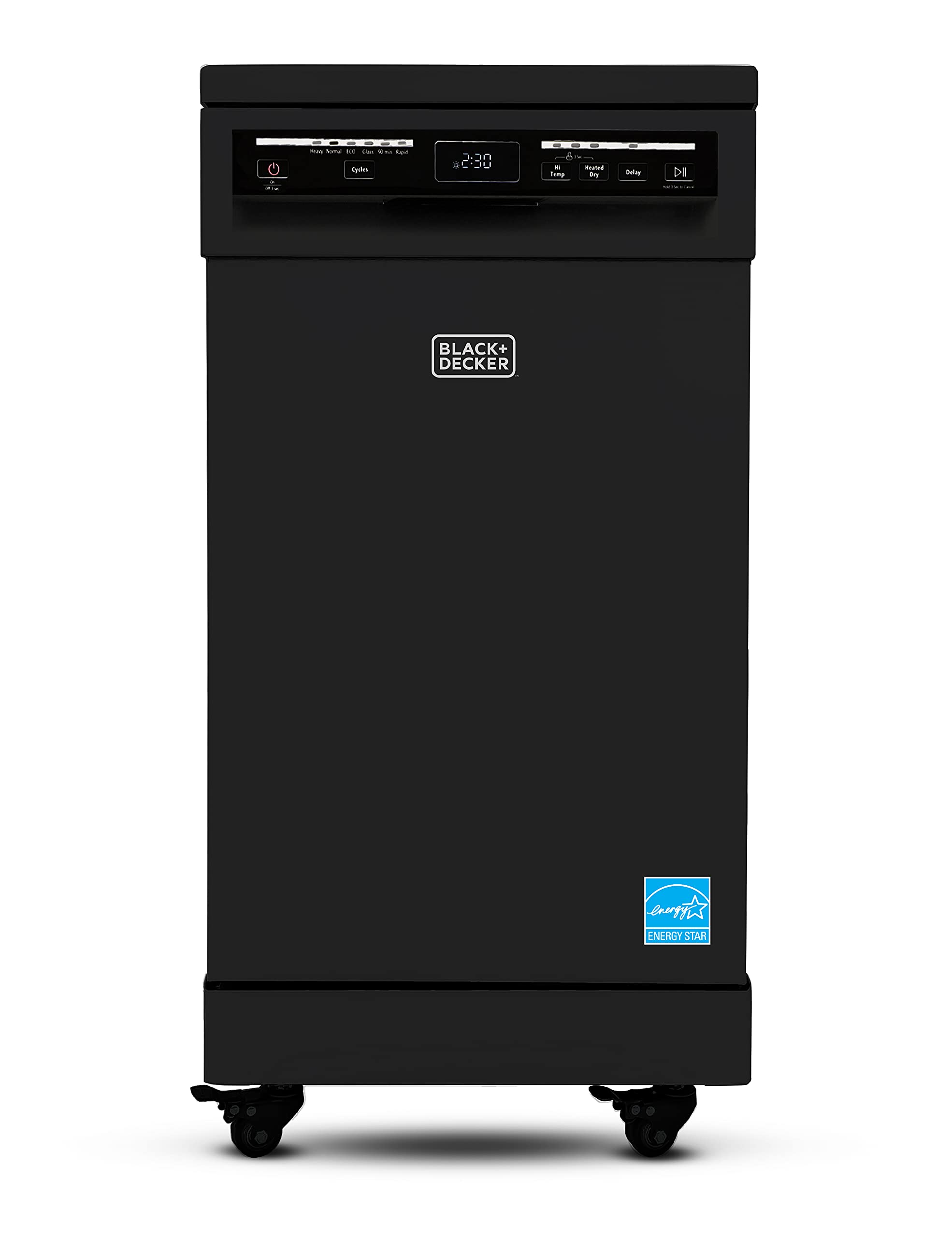 BLACK+DECKER 18-Inch Portable Dishwasher, Energy Star, BPD8B, Black | 8-Place Se