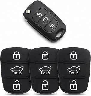 3 Pcs 3 Button Key Fob Rubber Pad Replacement - Compatible with Hyundai i10 i20 i30 ix20 ix35 & Kia Ceed Soul Sportage Venga,Rubber Pad Keypad,Silicone Remote Car Key Case Fix Worn-Out Buttons Cover