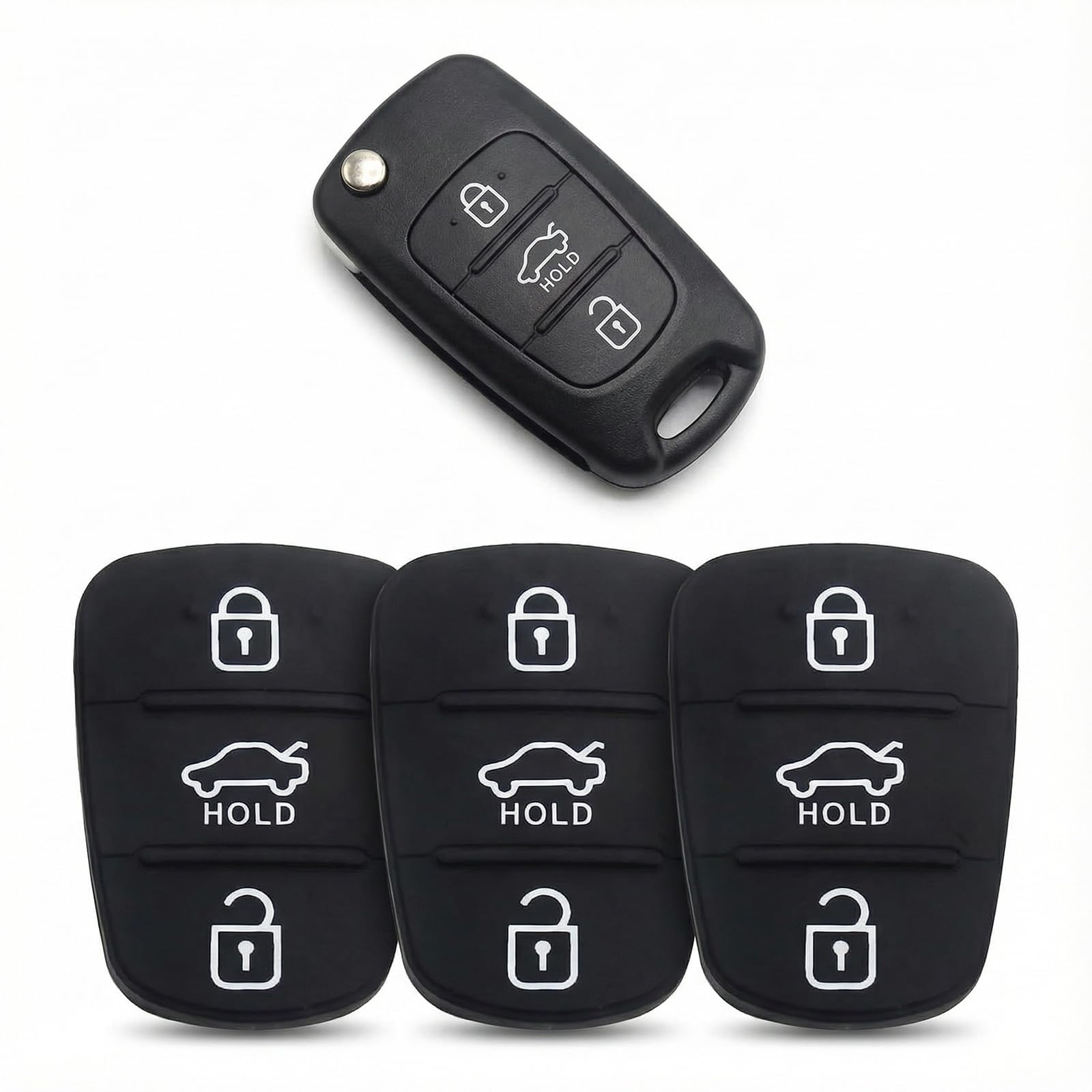 3 Pcs 3 Button Key Fob Rubber Pad Replacement - Compatible with Hyundai i10 i20 