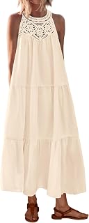 BTFBM Halter Dresses for Women Boho Maxi Sundresses