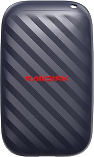 Sandisk 1TB Portable Drive, Up to 600MB/s Read Speeds - Black | External Drive, 4 x Faster than Portable HDD, Durable Design, Up to 2M Drop Protection, Pocket Sized, USB Type-C Ready