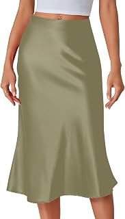 LYANER Women's Satin Silky Midi Skirt