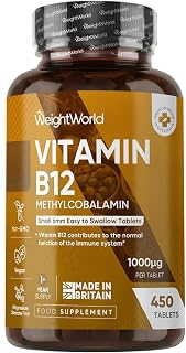Vitamin B12 Tablets - 450 Tablets (1+ Year Supply) - 1000mcg | 1 Per Day -6mm in Size-Easy to Swallow - Methylcobalamin Form - Vegan Vitamin B12 Supplement for Men & Women - Made in the UK