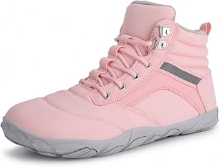 Womens Mens Winter Barefoot Boots Shoes Warm Minimalist Wide Toe Box Snow Boots Zero Drop Sole Water Resistant Outdoor Hiking Ankle Booties