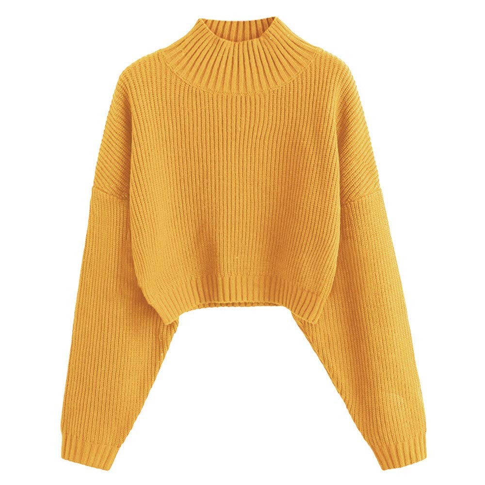 ZAFUL Women's Pullover Sweater Drop Shoulder Plain Knitted Cropped Sweater Pullo
