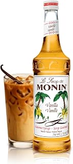 Monin Vanilla Syrup - Premium Syrup for Coffee, Lattes, Smoothies, Shakes, and Cocktails, Non-GMO, Kosher, Gluten-Free, 750 ml