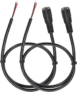 MECCANIXITY 2pcs DC Power Pigtails Cable, 5.5mm x 2.1mm Female Barrel Plug Connectors to Bare Wire Open End 50cm for PC Laptop Toys Cellphone Electronic Devices