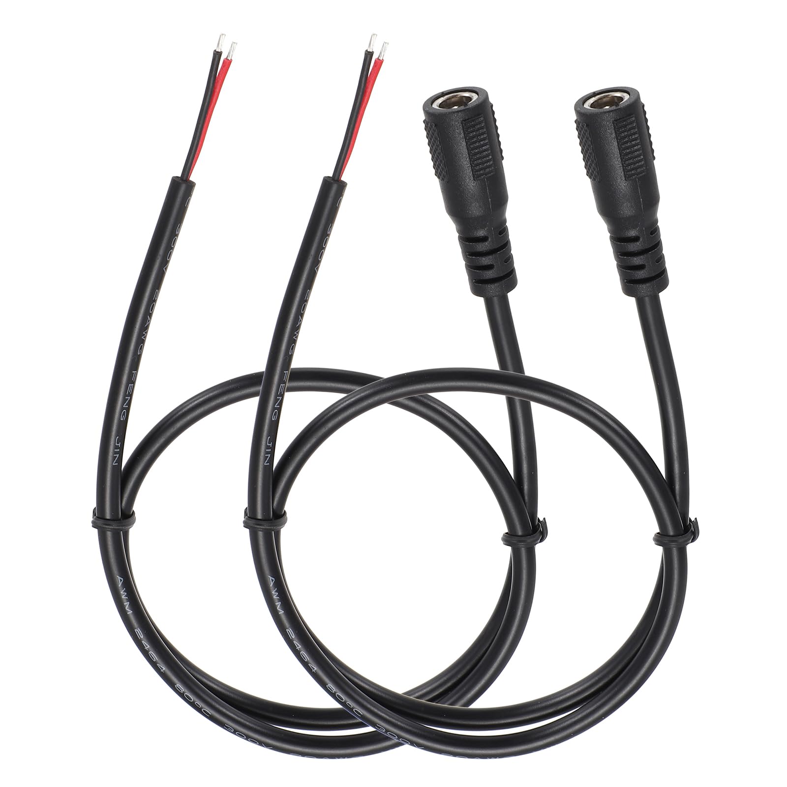 MECCANIXITY 2pcs DC Power Pigtails Cable, 5.5mm x 2.1mm Female Barrel Plug Conne