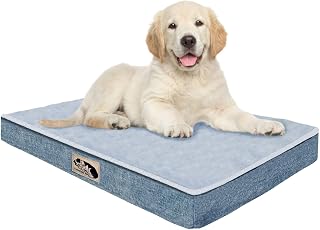 Anti-Slip Plush Dog Bed Crate Pad, Firm Support Bed, Blue-M(76x48)