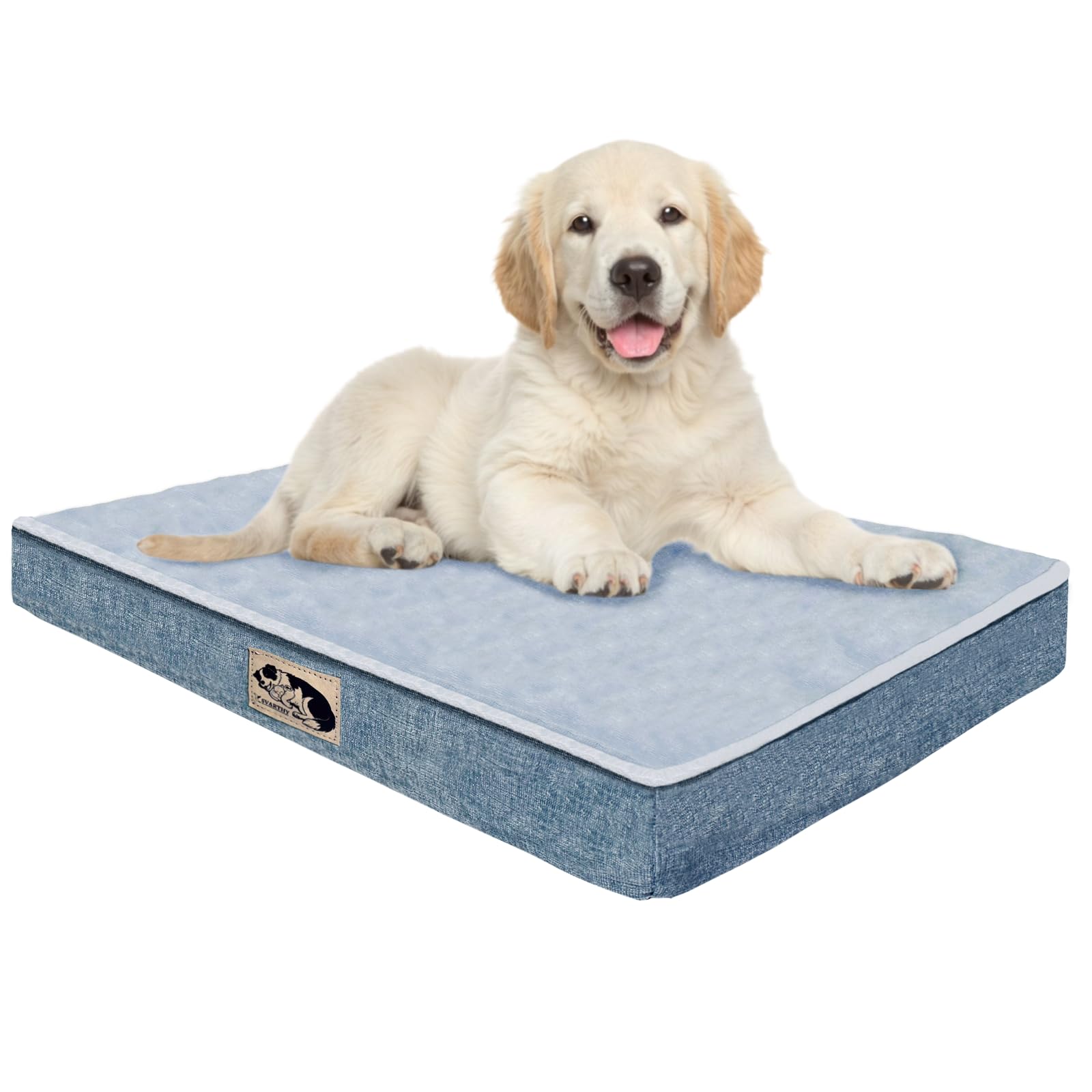 Anti-Slip Plush Dog Bed Crate Pad, Firm Support Bed, Blue-M(76x48)