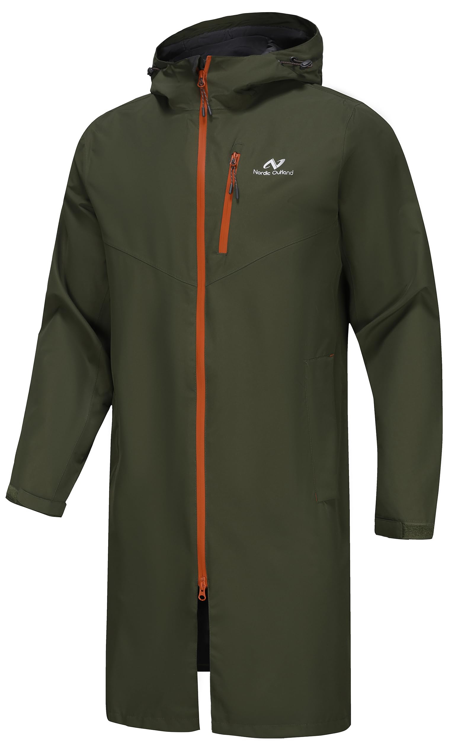 NORDIC OUTLAND Mens Waterproof Breathable Hooded Rain Jacket with Mesh Lining
