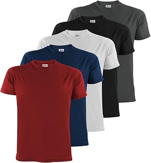 ALPIDEX Mens T-Shirts S-5XL Multipack 5 Basic Crew Neck 100% Cotton Casual