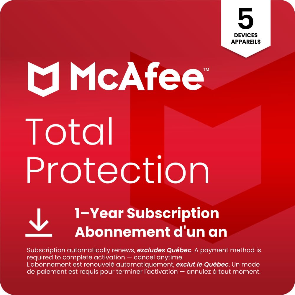 McAfee Total Protection 2026 | 5 Devices | Cybersecurity Software Includes Antiv