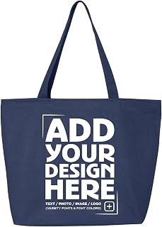 Personalized Design Your Own Heavy Canvas Tote, Zipper Shopping Bag