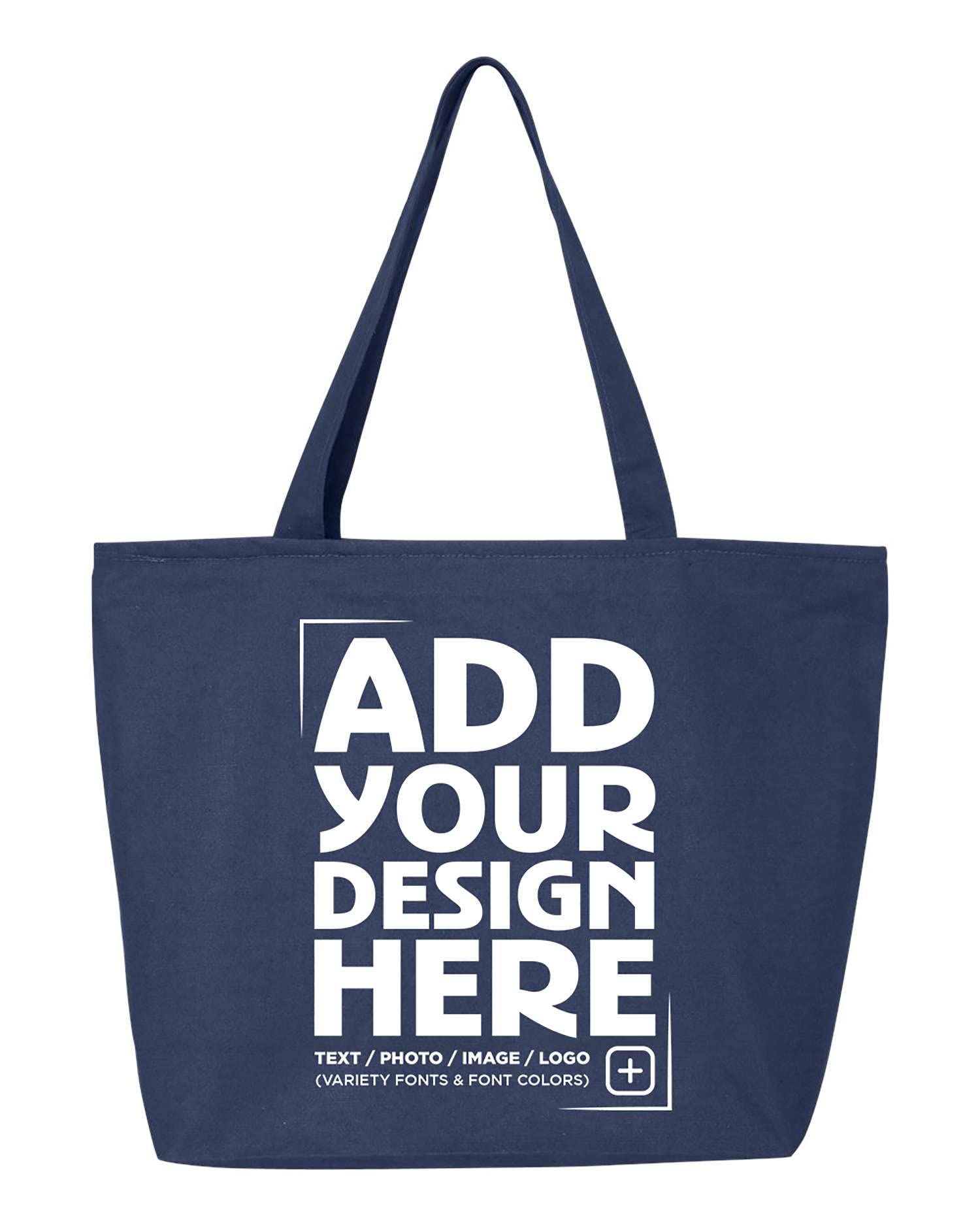 Personalized Design Your Own Heavy Canvas Tote, Zipper Shopping Bag