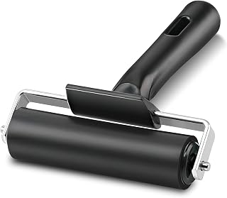 Rubber Roller, Multifunctional Practical Brayer Tool (4-Inch, Black) | Ideal for Anti-Skid Tape, Construction Tools, Print, Ink, and Stamping. Solid Rubber Build, Sturdy, and Easy to Use.