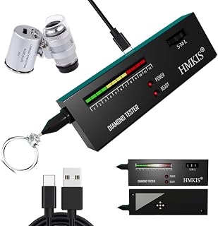 HMKIS Diamond Tester Pen with 60X Jewelry Loupe (Non-Rechargeable) | Based on High Thermal Conductivity of Diamonds. Powered by USB or 9V Battery Diamond Selector for Novice and Expert
