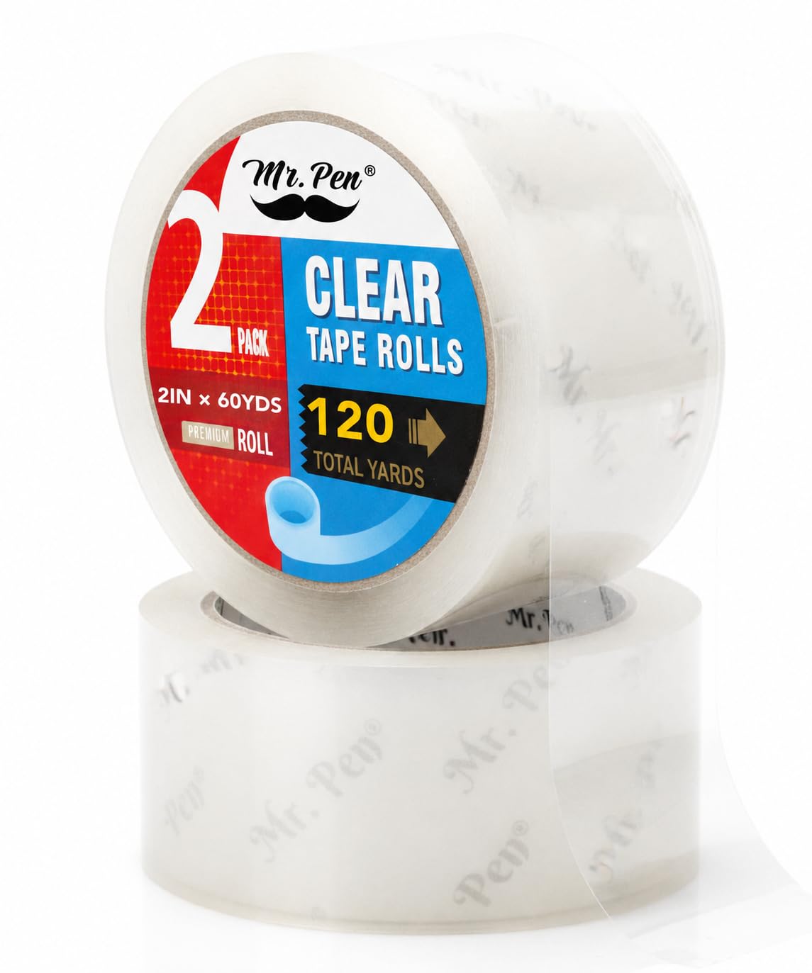 Mr. Pen- Packing Tape, 2 Pack, 2 Inch Wide, 60 Yards, 1.9mil, No Smell | Clear P