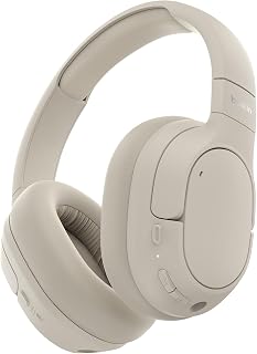 Belkin SoundForm Isolate Wireless Bluetooth Headphones with Hybrid Active Noise Cancellation, Wireless Headphones with Microphone, 60 Hours Runtime, CloudCushion Pads, Sand