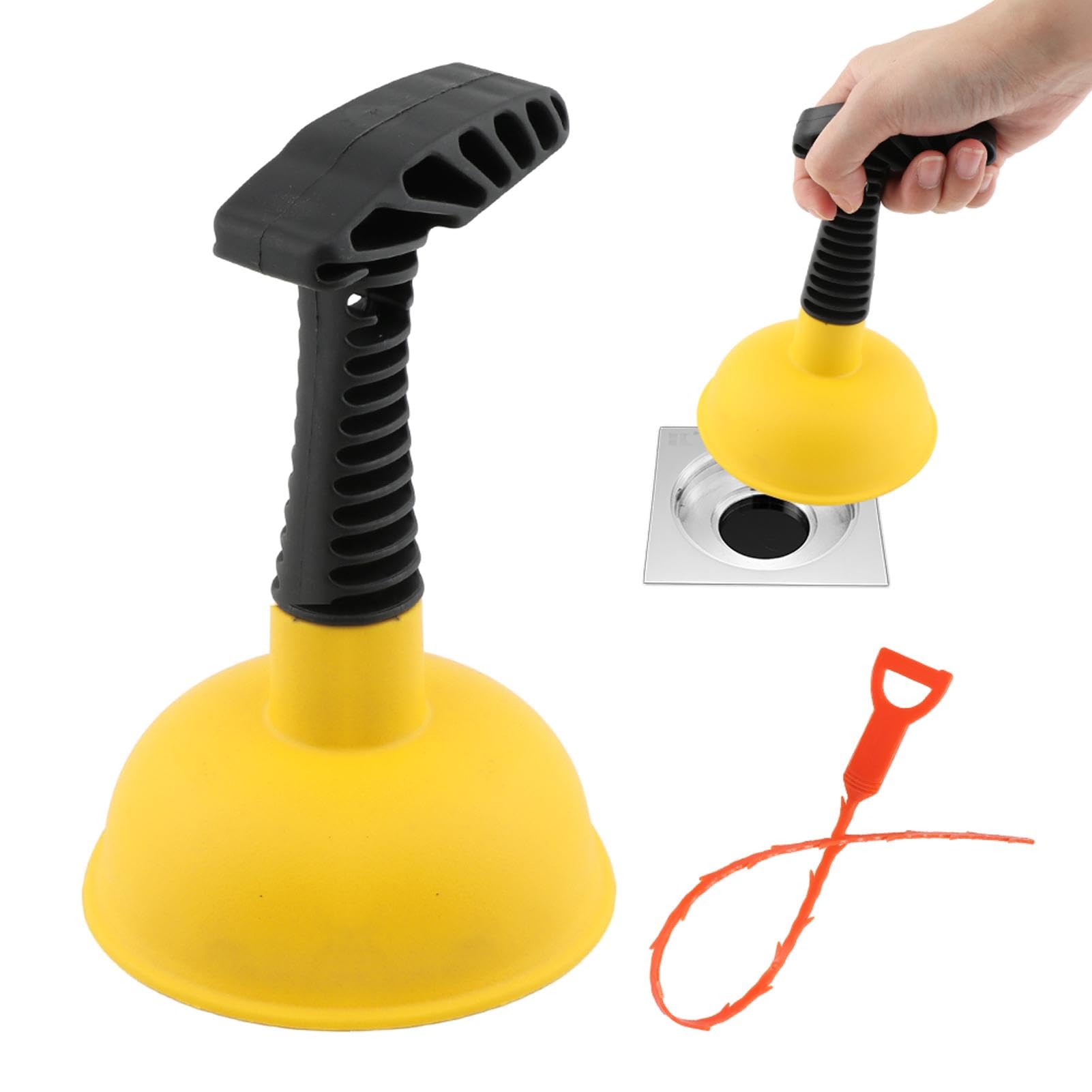 Sink Plunger with Drain Clog Remover, Mini Plunger for Sink Drain | Compact Manu