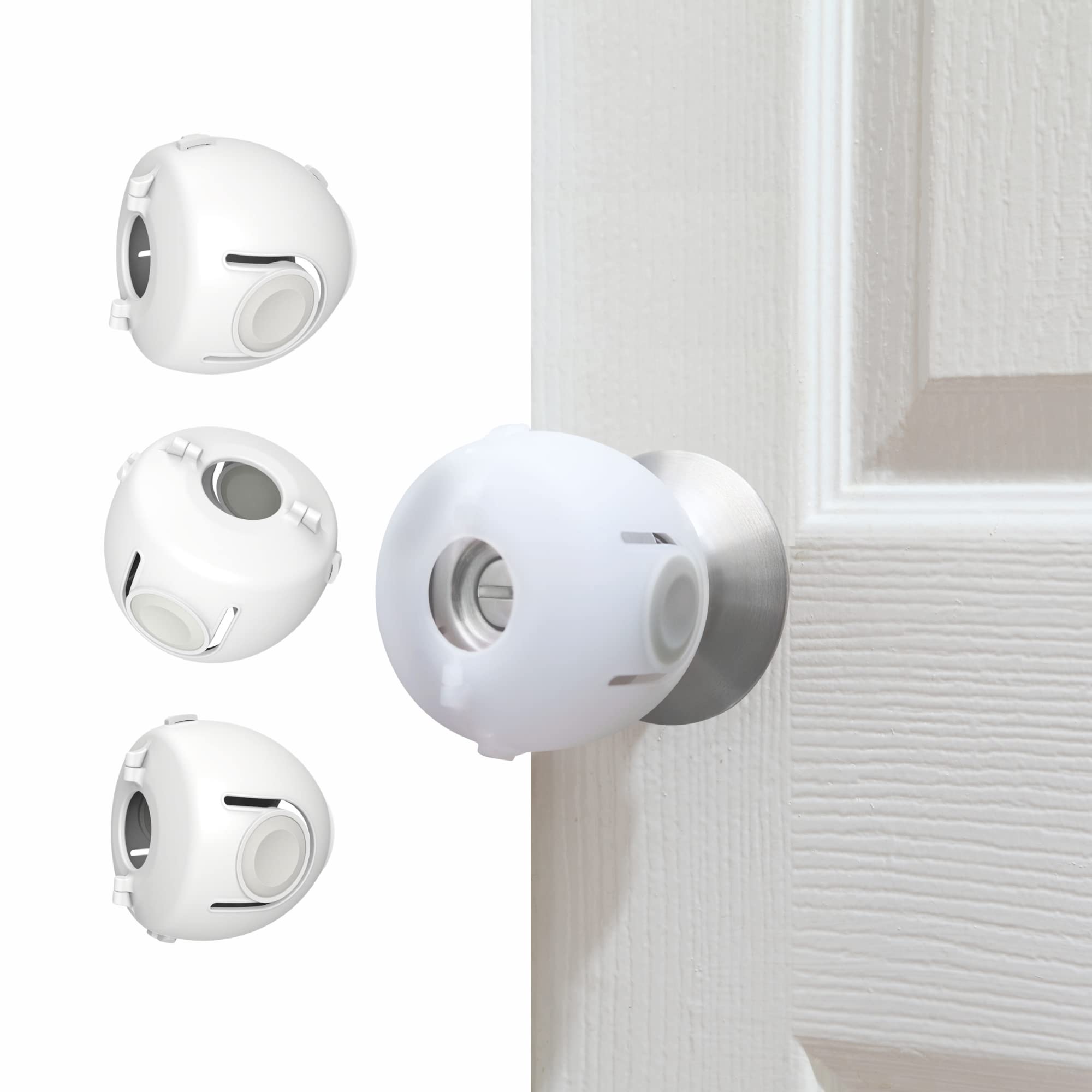 Heart of Tafiti Child Proof Door Knob Covers, 4-Pack, White - Baby Safety Door K