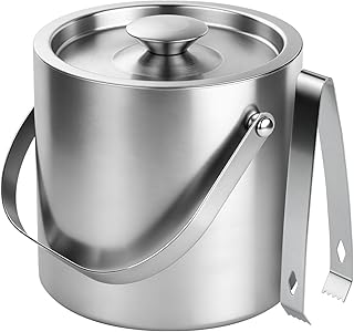 ChefBee 3L Double-Wall Stainless Steel Ice Bucket with Lid & Tongs | Long Lasting Insulation, Keeps Ice Chilled, For Champagne Wine Cocktails, Ideal for Parties Home Bar & Freezer Use