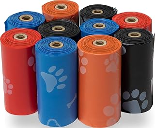 Best Pet Supplies Poop Bags for Dogs - Assorted Colors, 150 Count | Scented, Leak-proof, Easy-Tear perforations, 15 Thick Bags per roll, Outdoor Walking & Travel, Fits Standard Holders