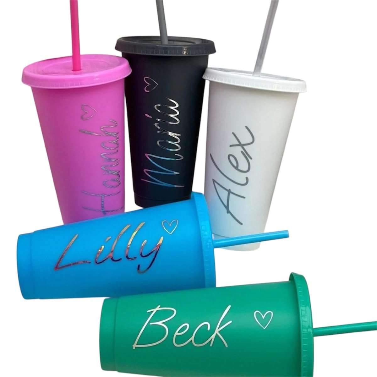 Personalised 24oz 710ml Cold Cup with Straw & Lid – Custom Reusable Tumbler with