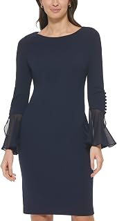 Calvin Klein Ara Crepe Dress with Bell Sleeves in Chiffon Women's Dress