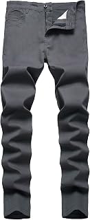 Keevoom Plaid Pants for Men Stretch Skinny Slim Fit Flat-Front Casual Fashion Comfy Solid Pencil Business Dress Chinos Pants