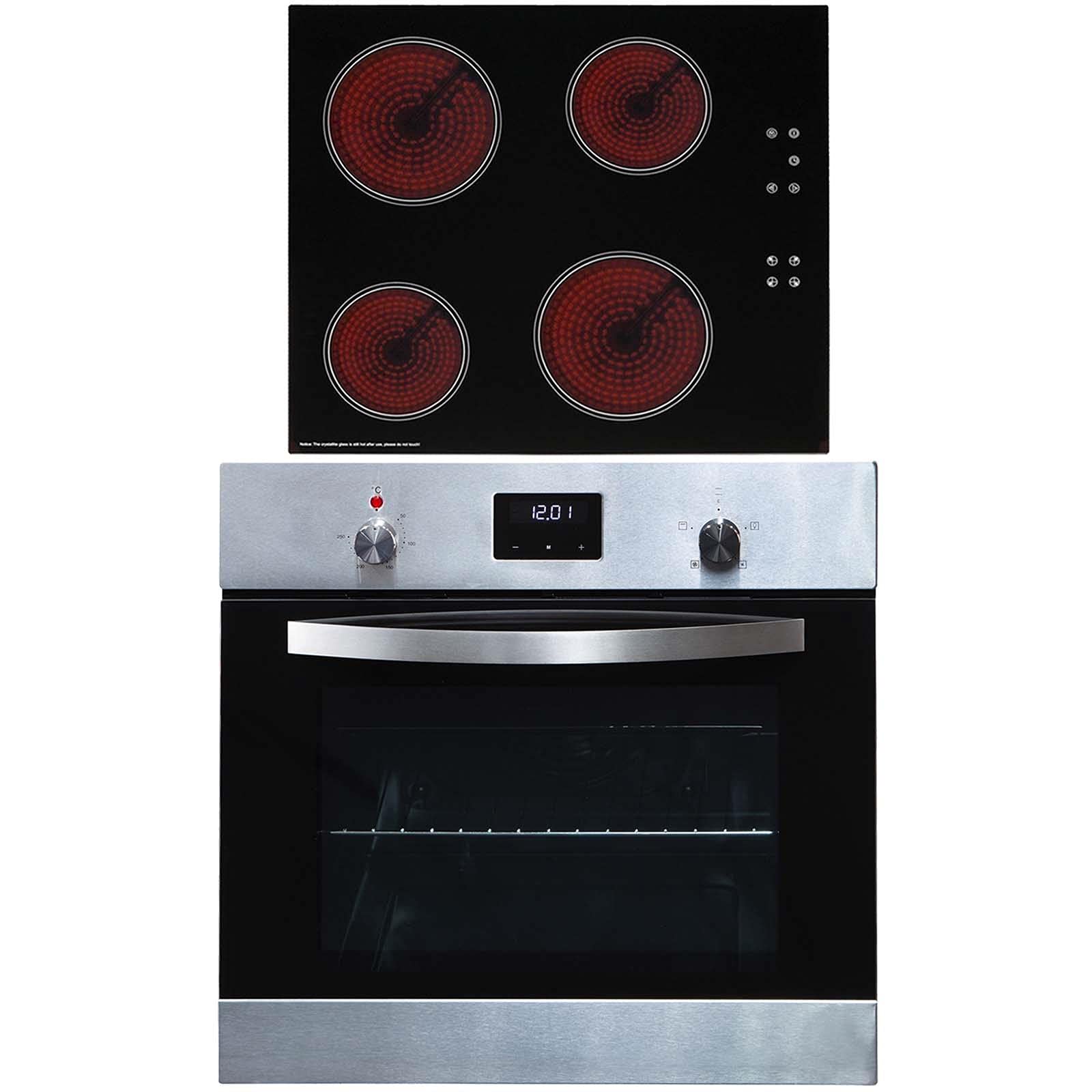 SIA SO114SS 60cm Stainless Steel Digital Electric Single Fan Oven & CERH60BL 4 Z