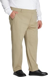 Idtswch Mens Big and Tall Full Elastic Waist Pants Stretch Slacks Casual with Zipper Fly and Pockets