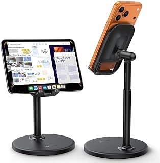Lamicall Cell Phone Stand for Desk - [Height Angle] Adjustable Phone Holder | Sturdy Desktop Cell Phone Holder, Thick Case Friendly for iPhone Duo/18/17/16/15/14 Pro Max, Galaxy S26, iPad Tablet, 4-10"